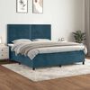 vidaXL Boxspring met matras fluweel donkerblauw 160x200 cm