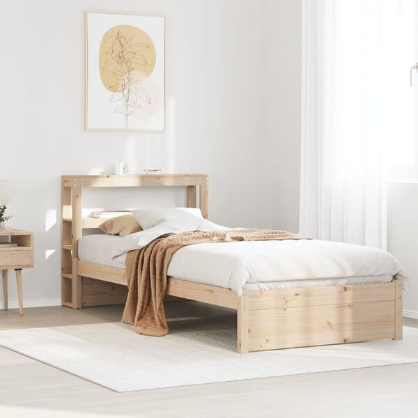vidaXL Bedframe met hoofdbord massief grenenhout 75x190 cm