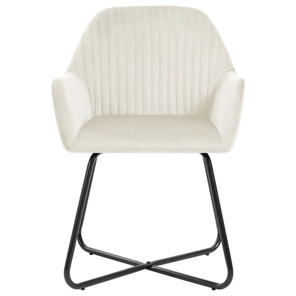 vidaXL Eetkamerstoelen 2 st fluweel crèmekleurig