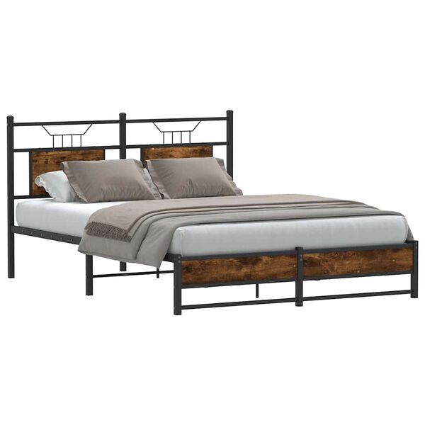 vidaXL Bedframe zonder matras hout gerookt eikenkleurig 140x200 cm