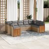 vidaXL 9-delige Loungeset met kussens poly rattan beige