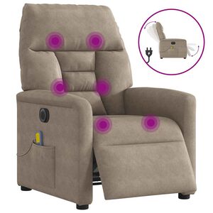 vidaXL Massagestoel elektrisch verstelbaar microvezelstof taupe