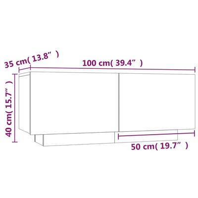 vidaXL Nachtkastje 100x35x40 cm bewerkt hout grijs sonoma eikenkleurig