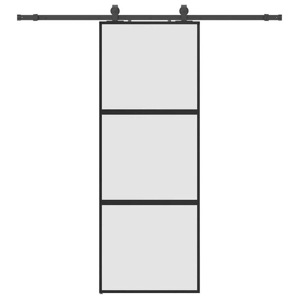 vidaXL Schuifdeur met beslagset 76x205 cm gehard glas zwart