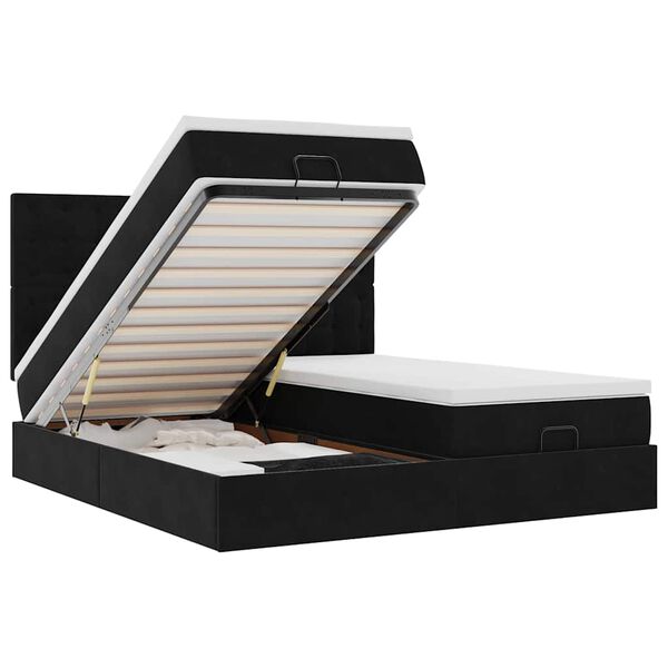 vidaXL Ottoman bed met matrassen en LED's 160x200cm fluweel zwart