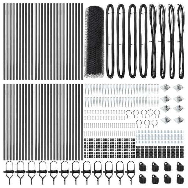 vidaXL Afrasteringspaal Grijs 100 x 0,4 m (13 mm gaas) Staal en PVC