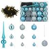 vidaXL Kerstbal Set 61 st Turquoise Dia. 6 cm Kunststof 150 LED's