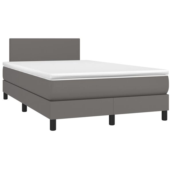 vidaXL Boxspring met matras kunstleer grijs 120x200 cm