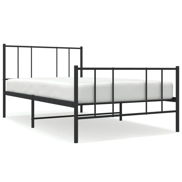 vidaXL Bedframe met hoofd- en voeteneinde metaal zwart 107x203 cm