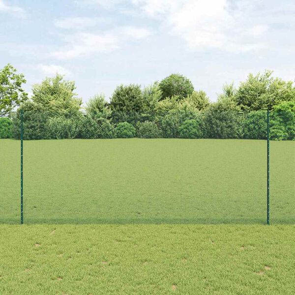 vidaXL Hek met Paal Groen 1,4 x 25 m Staal en PVC