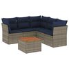 vidaXL 6-delige Loungeset met kussens poly rattan grijs
