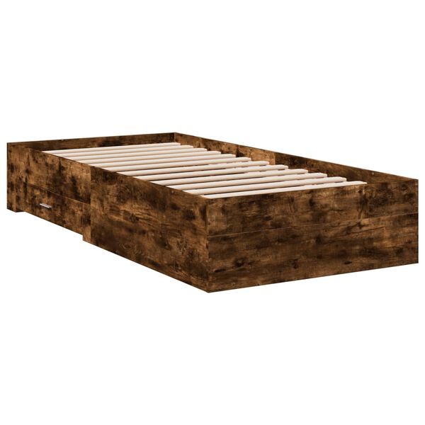 vidaXL Bedframe met lades bewerkt hout gerookt eikenkleurig 100x200 cm