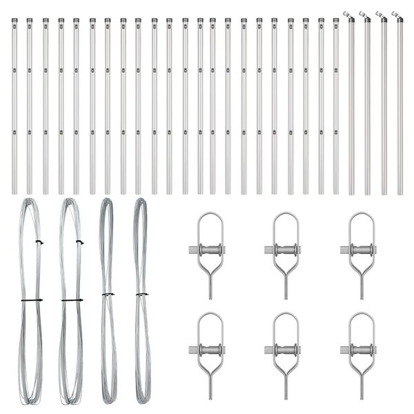 vidaXL Afrasteringspaal 26 pcs Grijs 3,2 x 3,2 x 120 cm