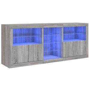 vidaXL Dressoir met LED-verlichting 162x37x67 cm grijs sonoma