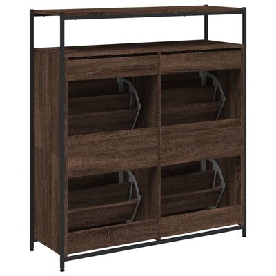 vidaXL Schoenenkast met 4 klaplades 100x34x112 cm bruin eikenkleur