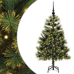 vidaXL Kunstmatige Scharnier Kerstboom met Cones Groen 120 cm
