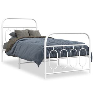 vidaXL Bedframe met hoofd- en voeteneinde metaal wit 90x200 cm