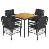 vidaXL 5-delige Tuinset met kussens poly rattan zwart