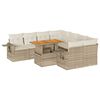 vidaXL 9-delige Loungeset met kussens poly rattan beige