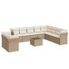 vidaXL 11-delige Tuinset met kussens poly rattan beige