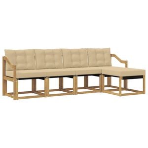 vidaXL Buiten bankenset 5 st 5-zits Wit en Beige