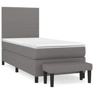vidaXL Boxspring met matras stof donkergrijs 80x200 cm