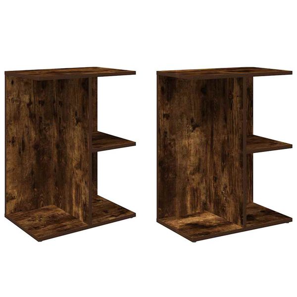 vidaXL Nachtkastjes 2 st 46,5x29x61 cm bewerkt hout gerookt eikenkleur