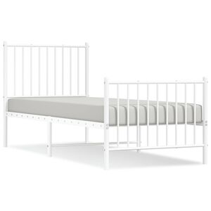 vidaXL Bedframe met hoofd- en voeteneinde metaal wit 75x190 cm