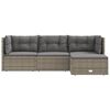 vidaXL 4-delige Loungeset met kussens poly rattan grijs