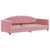 vidaXL Slaapbank met onderschuifbed en lades 90x200 cm fluweel roze
