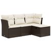 vidaXL 4-delige Loungeset met kussens poly rattan bruin