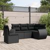 vidaXL 5-delige Loungeset met kussens poly rattan zwart