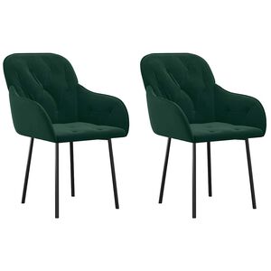 vidaXL Eetkamerstoelen 2 st fluweel donkergroen