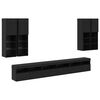 vidaXL TV Wandkast Set Wandgemonteerd 7 pcs Zwart Eiken Bewerkt hout