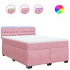vidaXL Boxspring met matras fluweel roze 140x190 cm