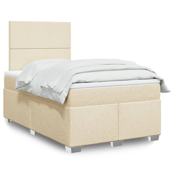 vidaXL Boxspring met matras stof cr&egrave;mekleurig 120x200 cm