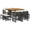 vidaXL 9-delige Tuinset poly rattan zwart
