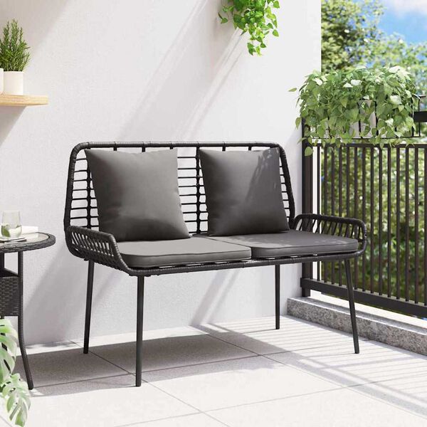 vidaXL Tuinbank Zwart en Anthraciet poly rattan