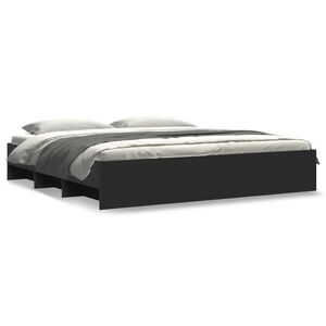 vidaXL Bedframe massief hout zwart 200x200 cm