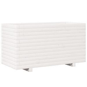 vidaXL Plantenbak 90x40x49,5 cm massief grenenhout wit
