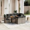 vidaXL 9-delige Loungeset met kussens poly rattan grijs