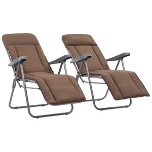 vidaXL Opklapbare stoelen met kussens, 2 stuks, bruin
