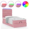 vidaXL Ottoman bed met matrassen en LED's 90x200cm fluweel roze