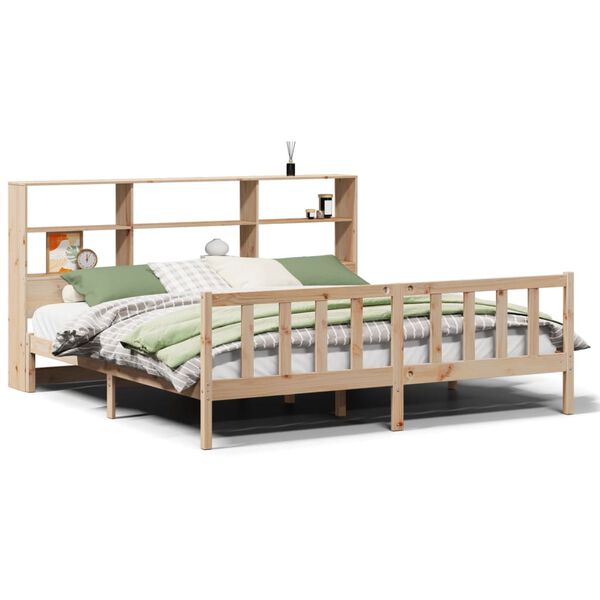 vidaXL Bed met boekenkast zonder matras massief grenenhout 180x200 cm
