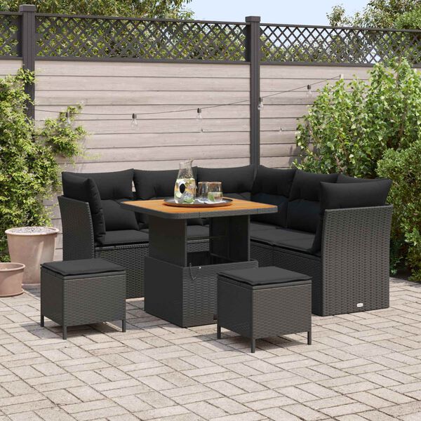 vidaXL Tuin Sofa Set 8 pcs Zwart Poly riet en gepoedercoat staal