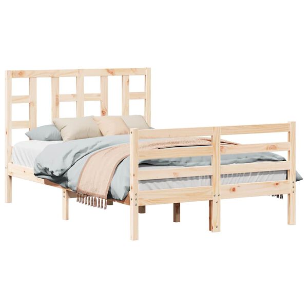 vidaXL Bedframe met hoofdbord massief hout
