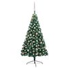 vidaXL Kunstkerstboom met verlichting en kerstballen half 150 cm groen