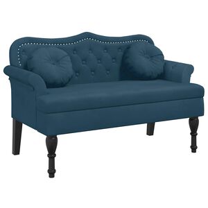 vidaXL Bankje met kussens 120,5x65x75 cm fluweel blauw