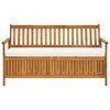vidaXL Opbergbankje met kussen 148 cm massief acaciahout