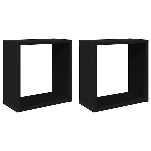 vidaXL Wandschappen kubus 2 st 30x15x30 cm zwart